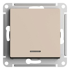 Выключатель одноклавишный Systeme Electric AtlasDesign 10A 250V с подсветкой песочный ATN001213 1