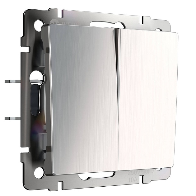 Выключатель двухклавишный проходной Werkel глянцевый никель W1122002 4690389157905 Фото № 1