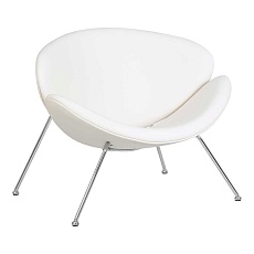 Кресло дизайнерское DOBRIN EMILY (белый винил YP17, хромированная сталь) 72-LMO EMILY