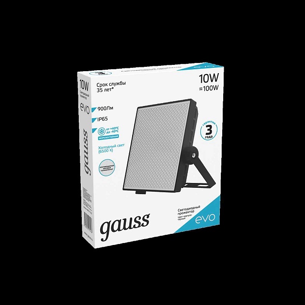 Прожектор светодиодный Gauss Evo 10W 6500К 687511310 изображение 5 Прожектор светодиодный Gauss Evo 10W 6500К 687511310 Фото № 5