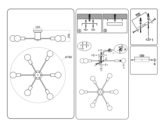 Потолочная люстра Ambrella light Traditional Loft TR80401 изображение 6 Потолочная люстра Ambrella light Traditional Loft TR80401 Фото № 6