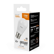 Лампа светодиодная Gauss Basic Шар E27 13W 3000K матовая 10502132 4