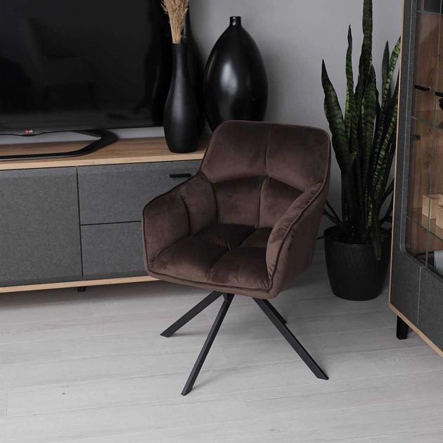 Поворотное кресло AksHome Virginia шоколадный, велюр 70479 изображение 6 Поворотное кресло AksHome Virginia шоколадный, велюр 70479 Фото № 6