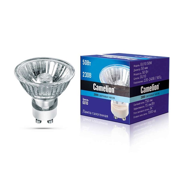 Лампа галогенная Camelion GU10 50W 3000K 5560 Фото № 1