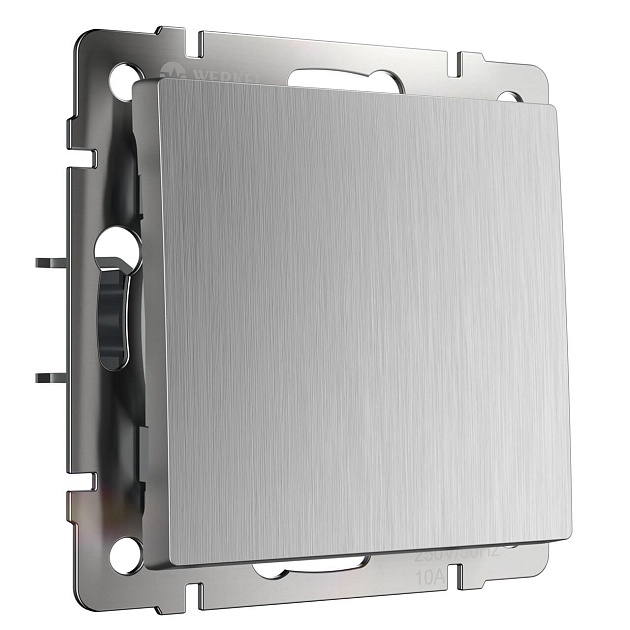 Выключатель одноклавишный Werkel cеребряный рифленый W1110009 4690389158865 Фото № 1