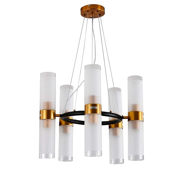 Подвесная люстра ЭкономСвет 10256/10BK+GD WT Фото № 1