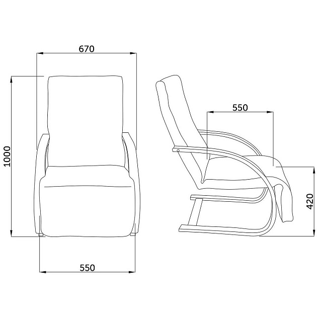 Кресло-качалка AksHome Grand серый ткань 72150 Фото № 2