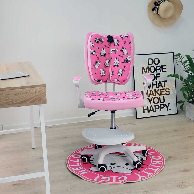 Детское кресло AksHome Pegas розовый с котятами, ткань 75262 Фото № 13
