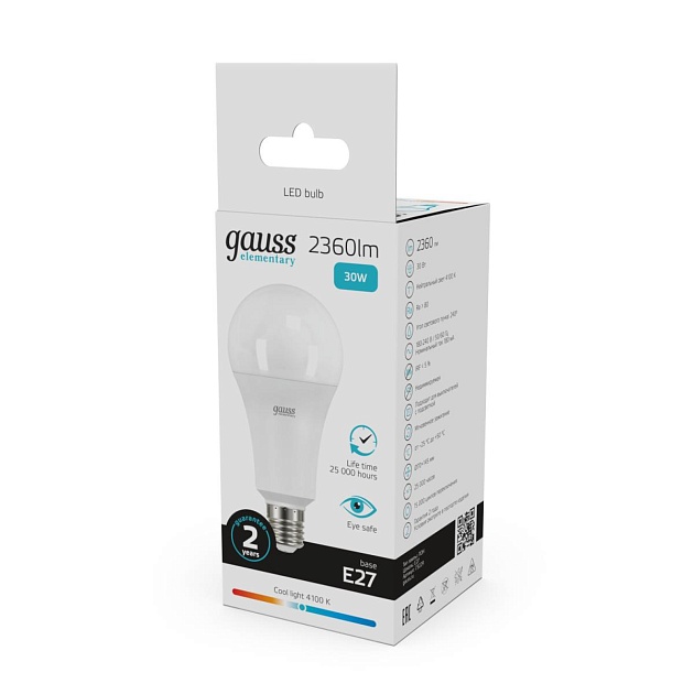 Лампа светодиодная Gauss E27 30W 4100K матовая 73229 изображение 4 Лампа светодиодная Gauss E27 30W 4100K матовая 73229 Фото № 4
