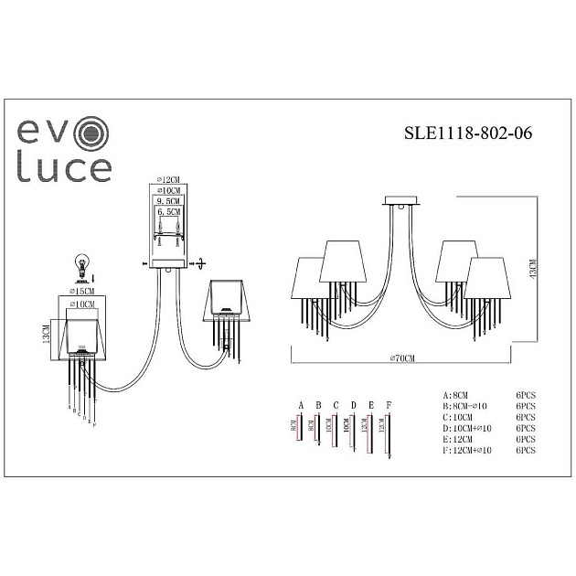 Потолочная люстра Evoluce Alluria SLE1118-802-06 Фото № 2