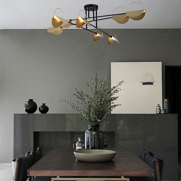 Потолочная люстра Eurosvet Grazia 70148/8 черный/золото изображение 4 Потолочная люстра Eurosvet Grazia 70148/8 черный/золото Фото № 4