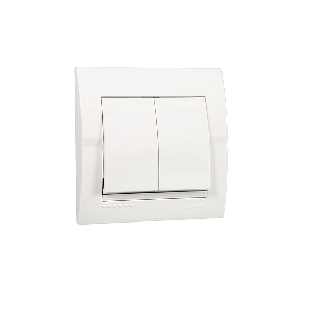 Выключатель двойной Lezard Deriy белый 702-0202-101 изображение 1 Выключатель двойной Lezard Deriy белый 702-0202-101 Фото № 1