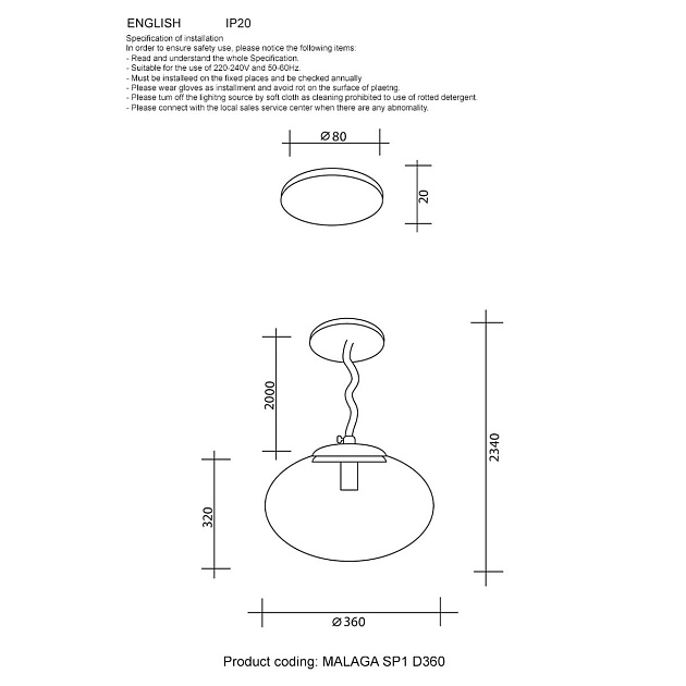 Подвесной светильник Crystal Lux Malaga SP1 D360 Chrome Фото № 2
