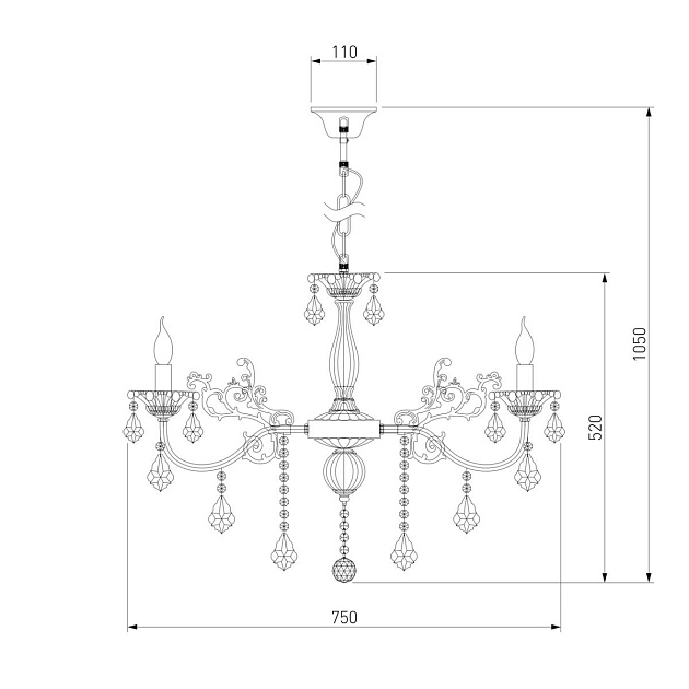 Подвесная люстра Eurosvet 3281/8 античная бронза/прозрачный хрусталь Strotskis Фото № 2