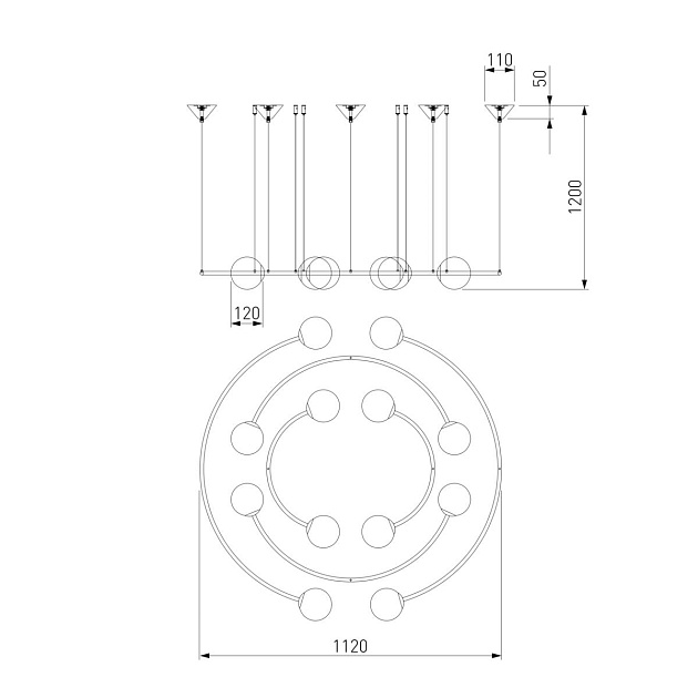Подвесная люстра Bogates Brook 359/12 латунь Фото № 2
