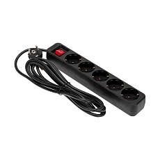 Удлинитель STANDARD 5 гнезд, 3м, 3х1,0мм², с/з, с выключателем, черный REXANT 13-4038 2