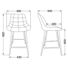 Полубарный стул AksHome Linx темно-серый, велюр 86206 1
