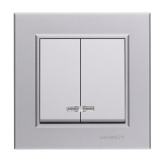 Выключатель Makel 2-кл. СП Karea 10А IP20 сереб. с подсветкой 56065023