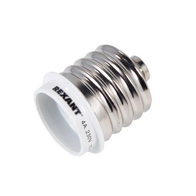 Переходник цокольный E40-E27 белый REXANT 11-8821 изображение 1 Переходник цокольный E40-E27 белый REXANT 11-8821 Фото № 1