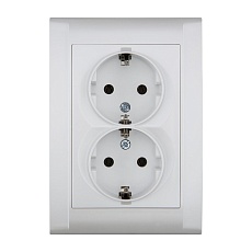 Розетка двойная с/з ( новый дизайн) Makel Defne 42100057