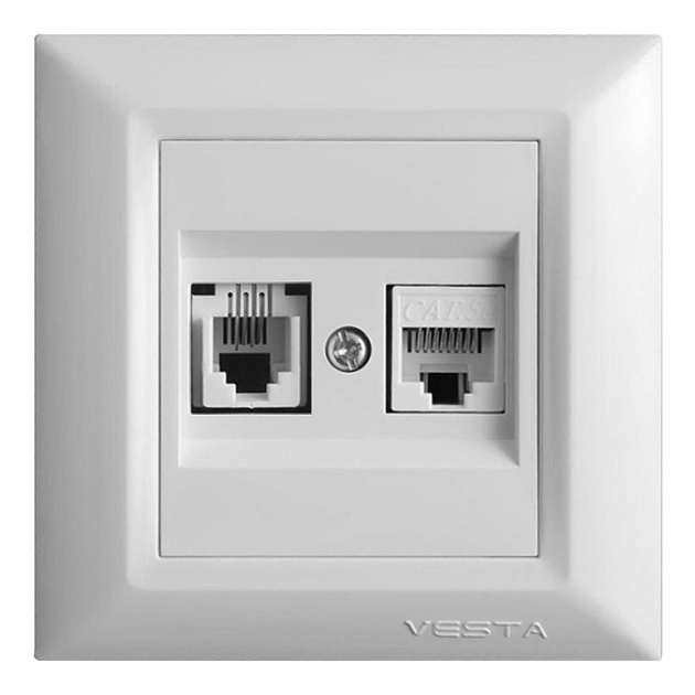 Розетка LAN/телефонная Vesta-Electric Roma белый FRZ00010204BEL изображение 1 Розетка LAN/телефонная Vesta-Electric Roma белый FRZ00010204BEL Фото № 1