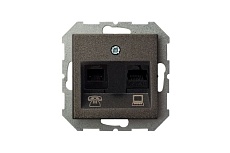 Розетка RJ45/RJ11 Liregus Epsilon антрацит 28-115 1