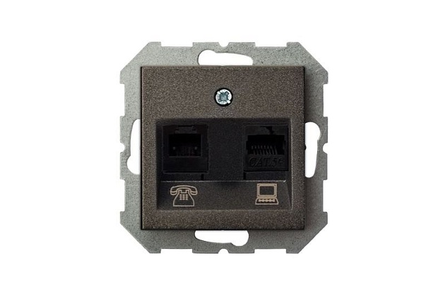 Розетка RJ45/RJ11 Liregus Epsilon антрацит 28-115 Фото № 2