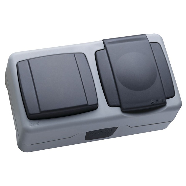 Двойной выключатель +розетка с пружинным зажимом Makel 36064207 изображение 1 Двойной выключатель +розетка с пружинным зажимом Makel 36064207 Фото № 1